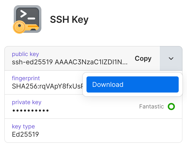 Copy or download your public key to share it with others.